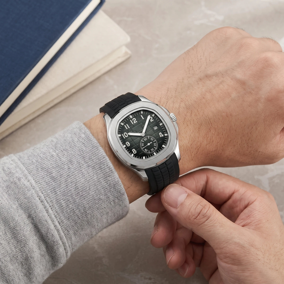 Man wearing the sport watch on his wrist