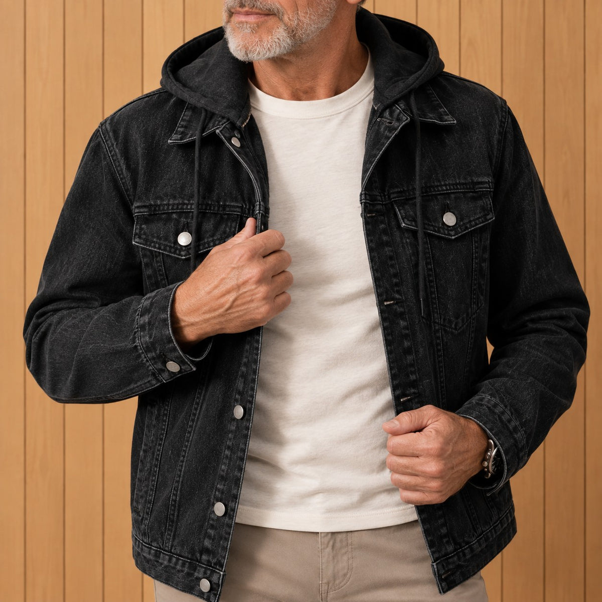 HOODED DENIM JACKET