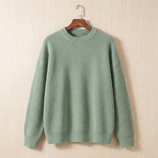 THICK KNIT CREW SWEATER Green
