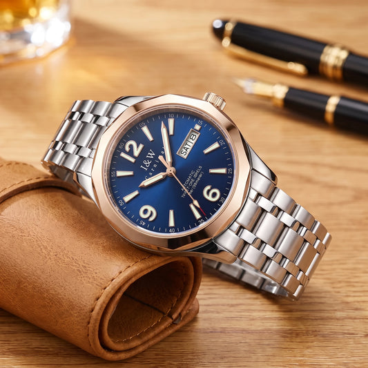 LUMINOUS AUTOMATIC WATCH Rose Gold Blue