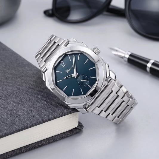 OCTAGON STEEL WATCH Silver Blue