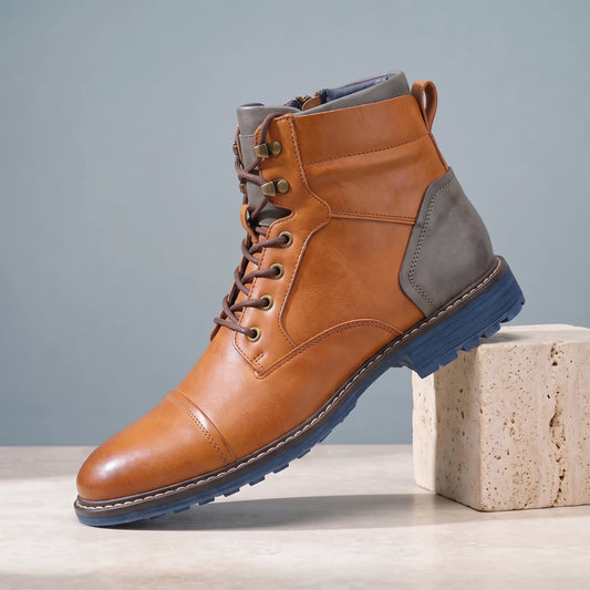 LUGGED SOLE ANKLE BOOTS Tan