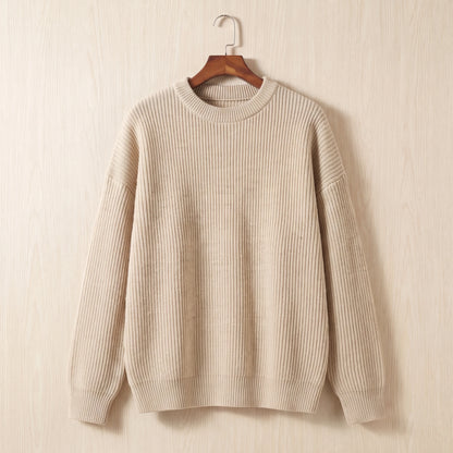 THICK KNIT CREW SWEATER Beige