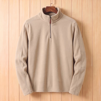 ZIP NECK FLEECE PULLOVER Beige