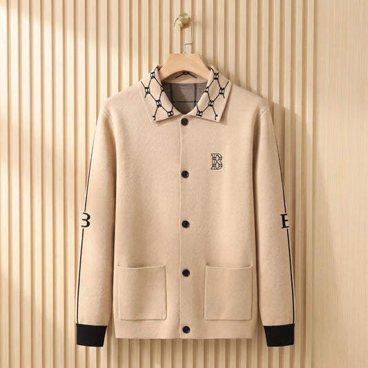 COLLARED KNIT CARDIGAN Beige