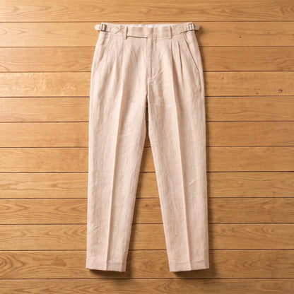 PLEATED LINEN TROUSERS Beige