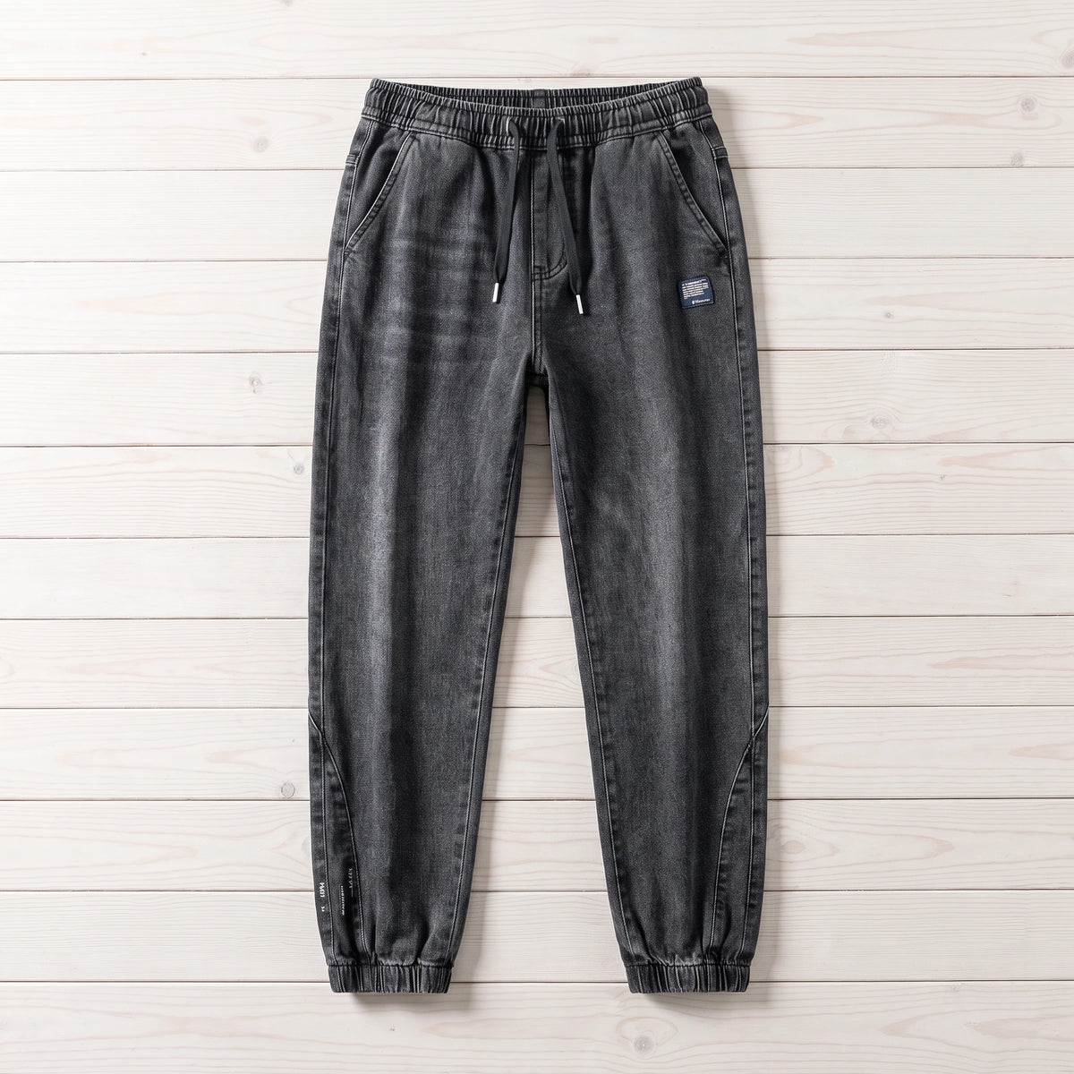 FADED DENIM JOGGERS Black