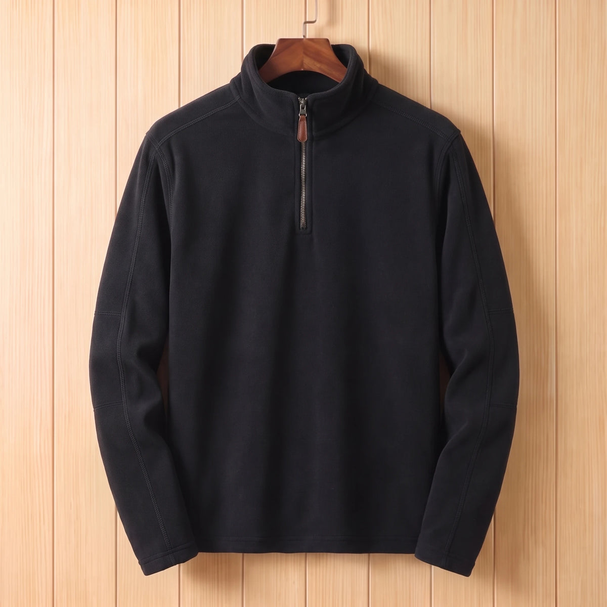 ZIP NECK FLEECE PULLOVER Black