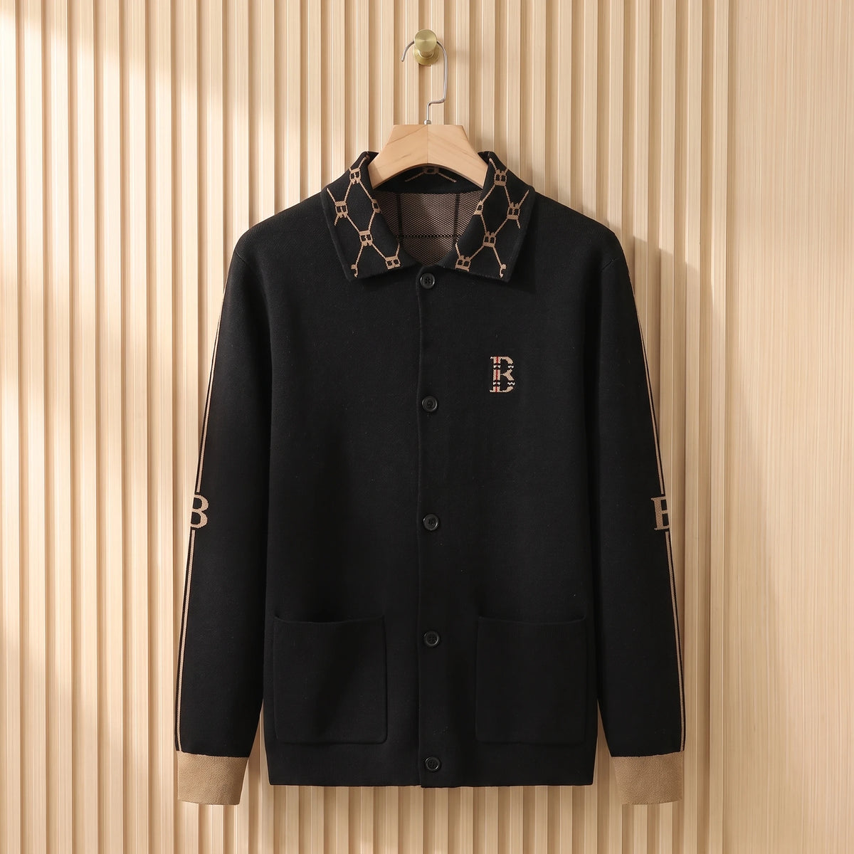 COLLARED KNIT CARDIGAN Black