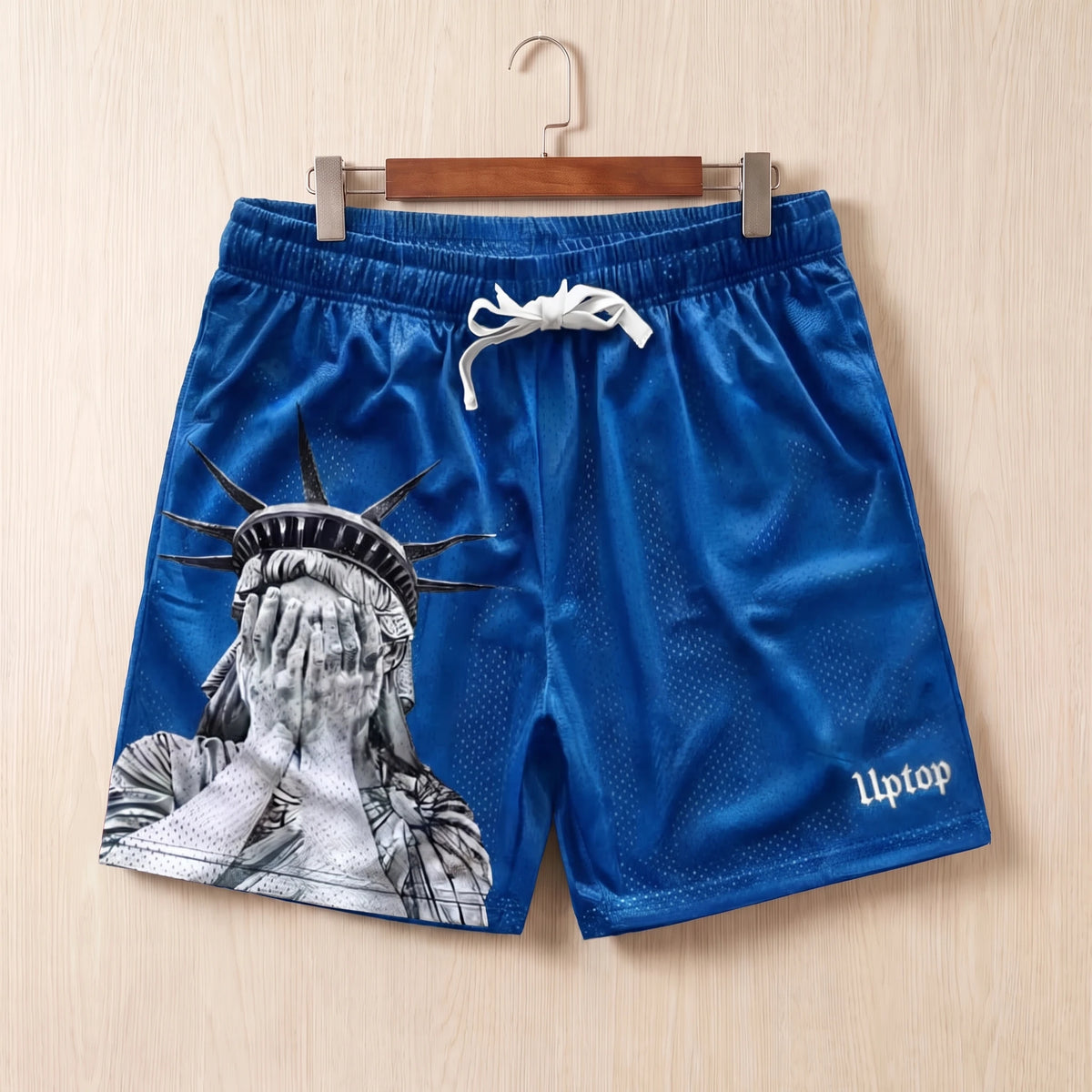PRINTED DRAWSTRING SHORTS Blue