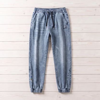 FADED DENIM JOGGERS Blue