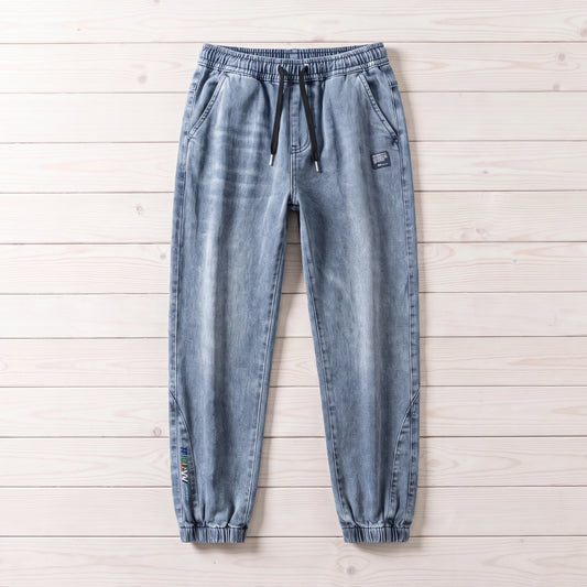 FADED DENIM JOGGERS Blue
