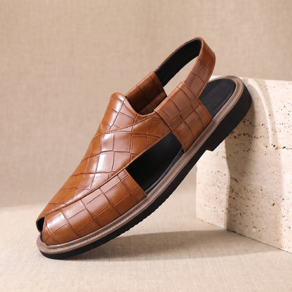 CROC EMBOSSED SANDALS Brown