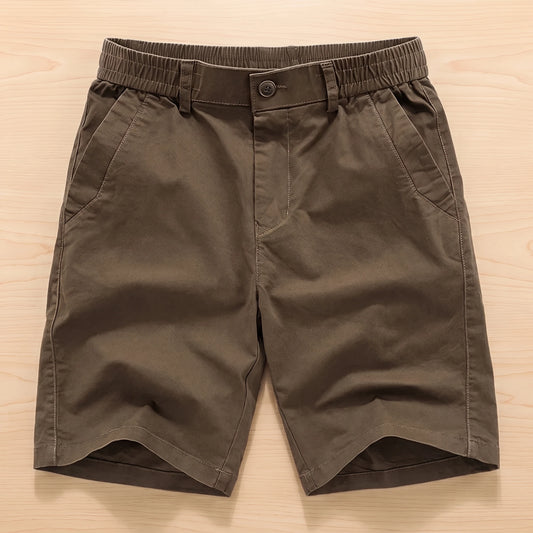 ELASTIC WAIST CHINO SHORTS Brown
