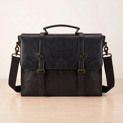 BUCKLE FLAP MESSENGER BAG Black