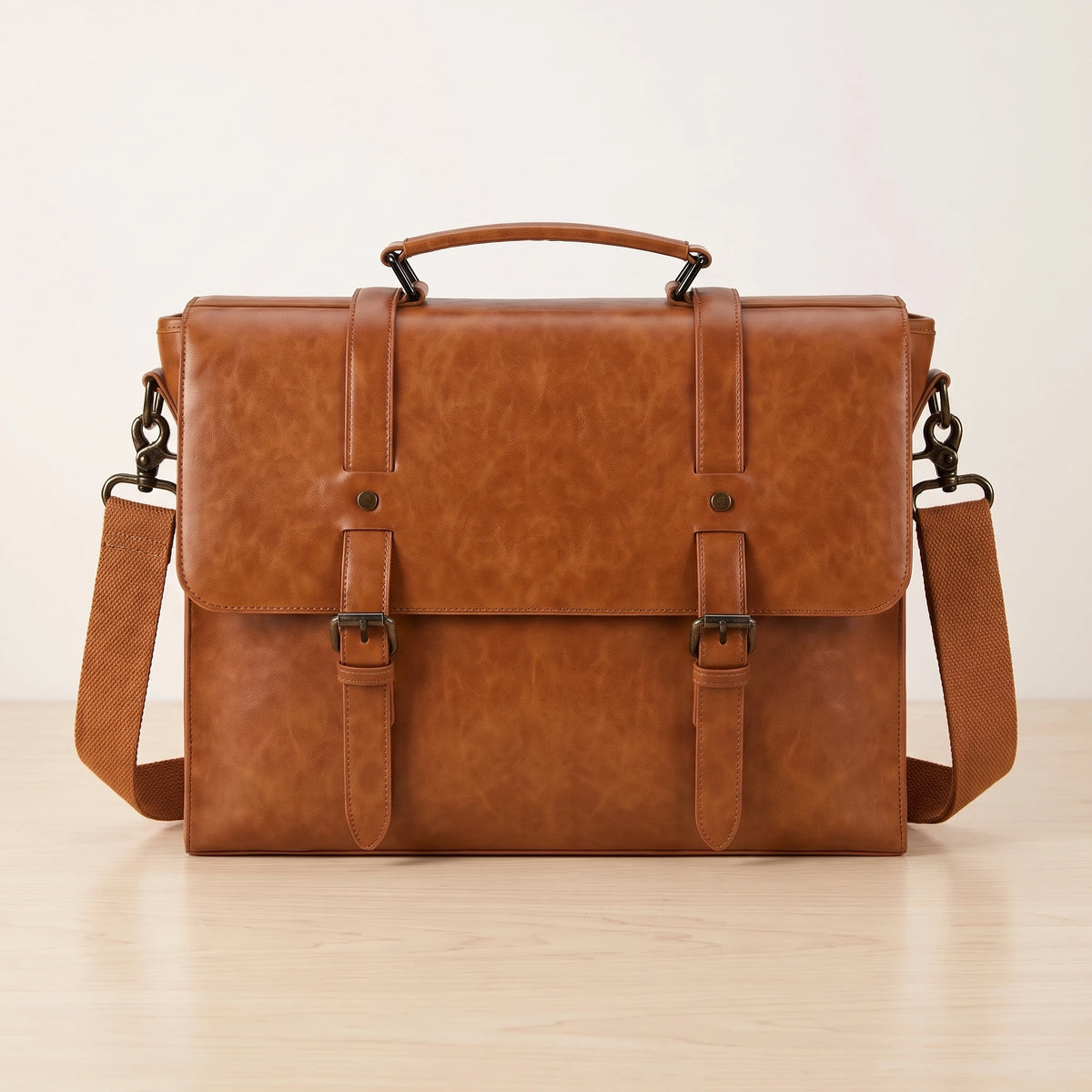 BUCKLE FLAP MESSENGER BAG Brown