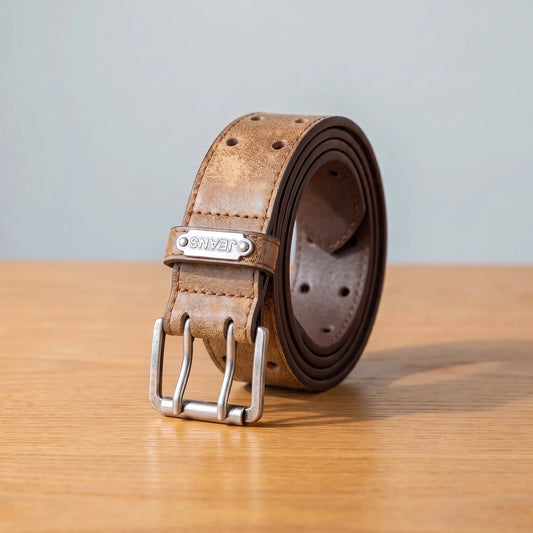 RETRO DOUBLE PIN BELT Camel