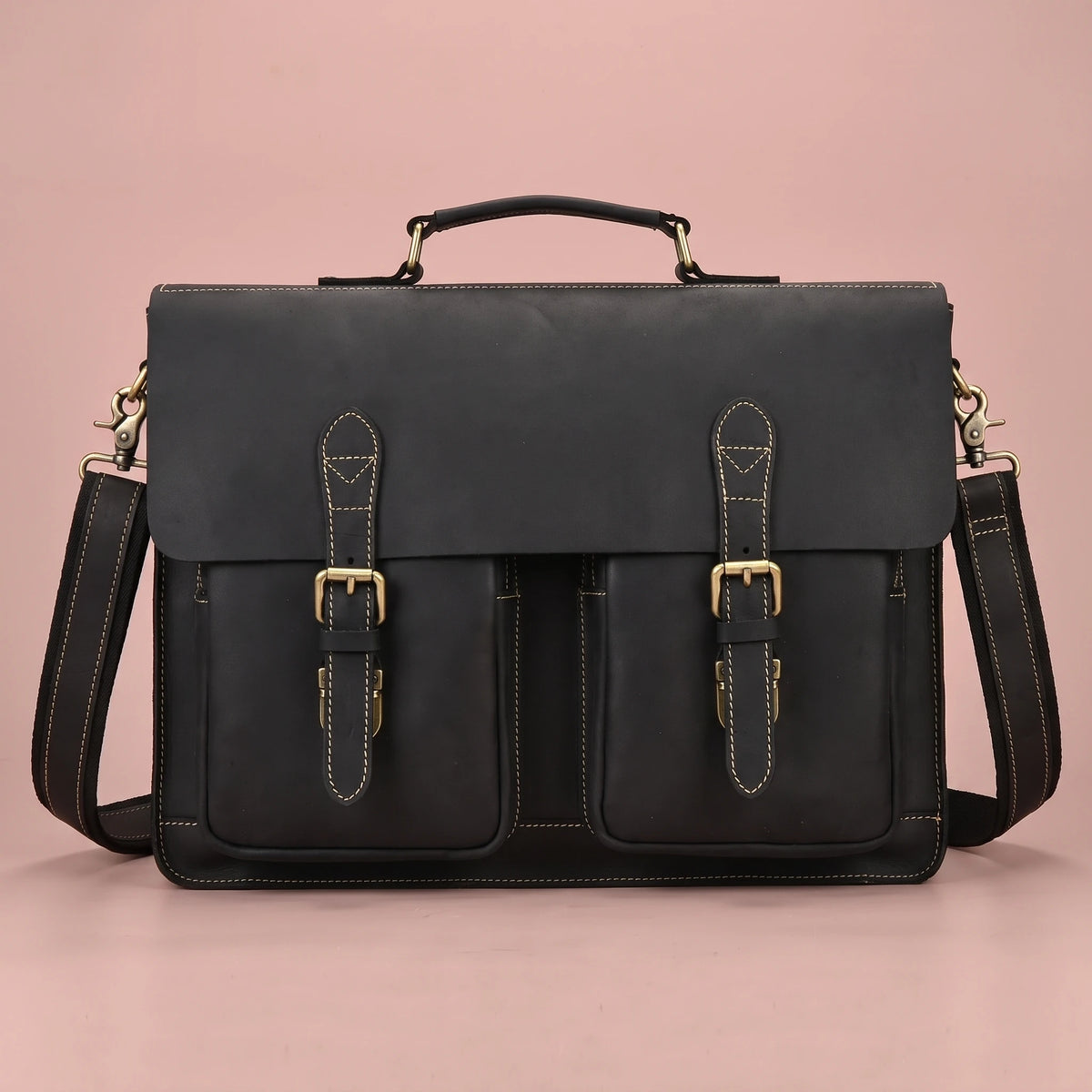 CLASSIC LEATHER BRIEFCASE Black