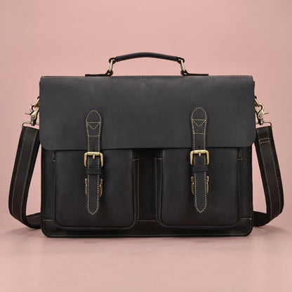 CLASSIC LEATHER BRIEFCASE Black