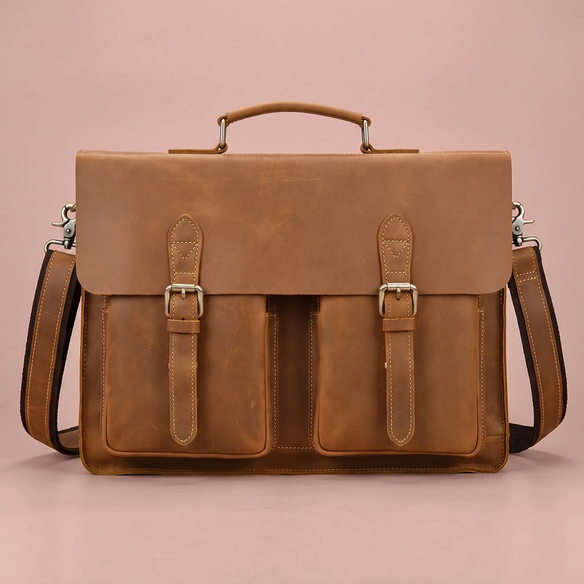 CLASSIC LEATHER BRIEFCASE Brown