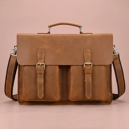 CLASSIC LEATHER BRIEFCASE Brown