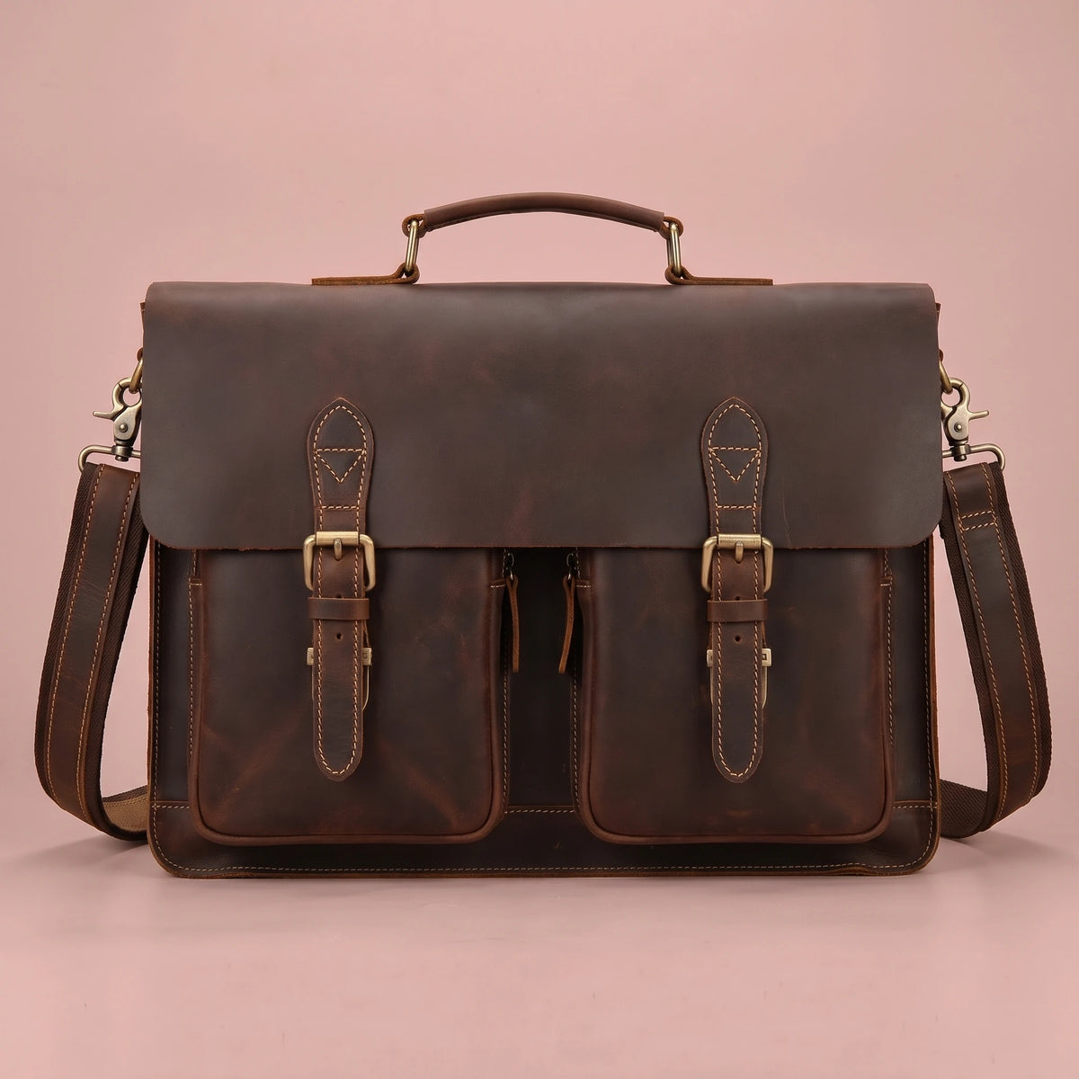 CLASSIC LEATHER BRIEFCASE Coffee