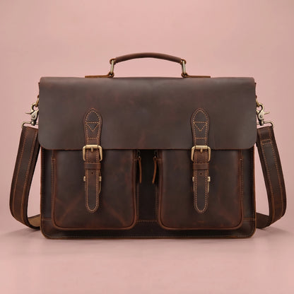 CLASSIC LEATHER BRIEFCASE Coffee