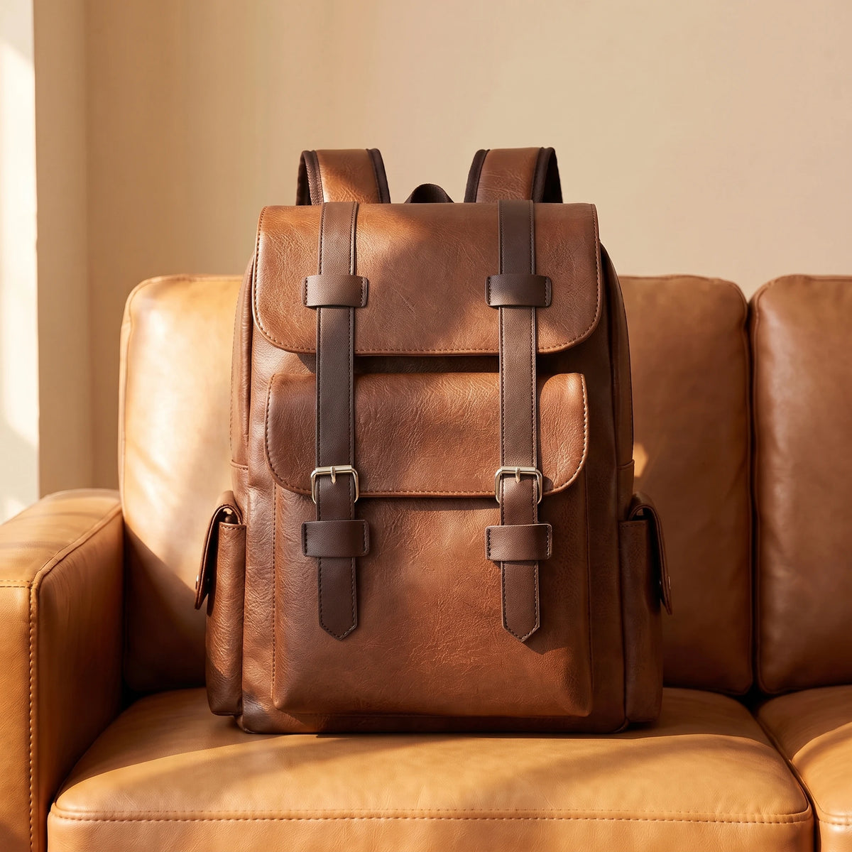 DOUBLE BUCKLE BACKPACK Brown