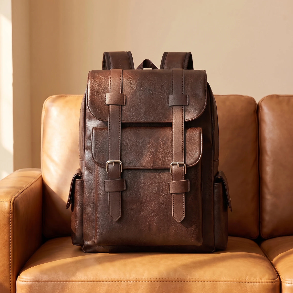 DOUBLE BUCKLE BACKPACK Coffee