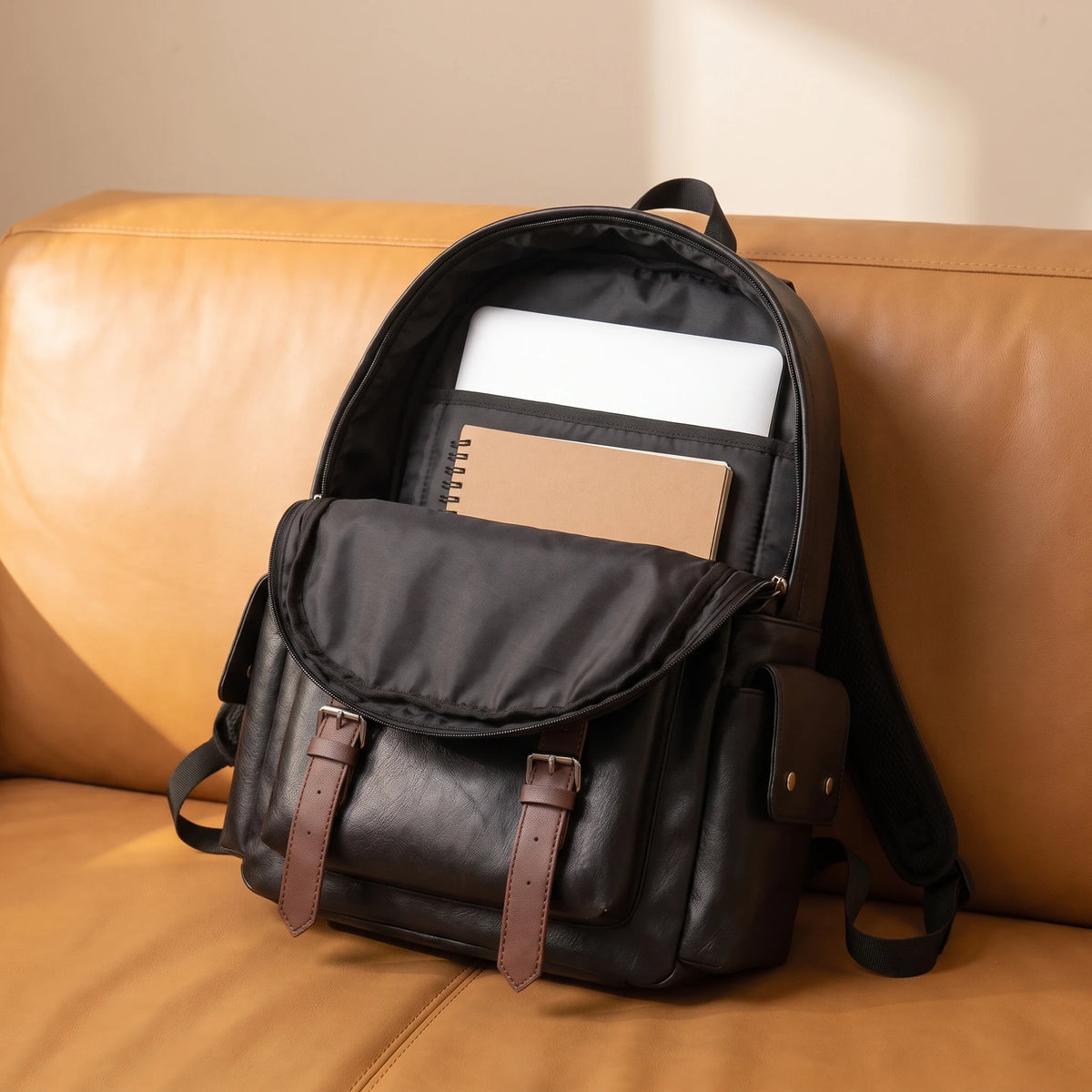 DOUBLE BUCKLE BACKPACK open top