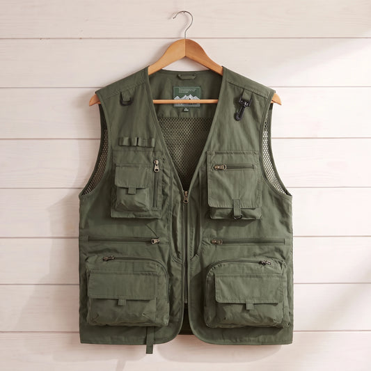 MULTI POCKET MESH VEST Green