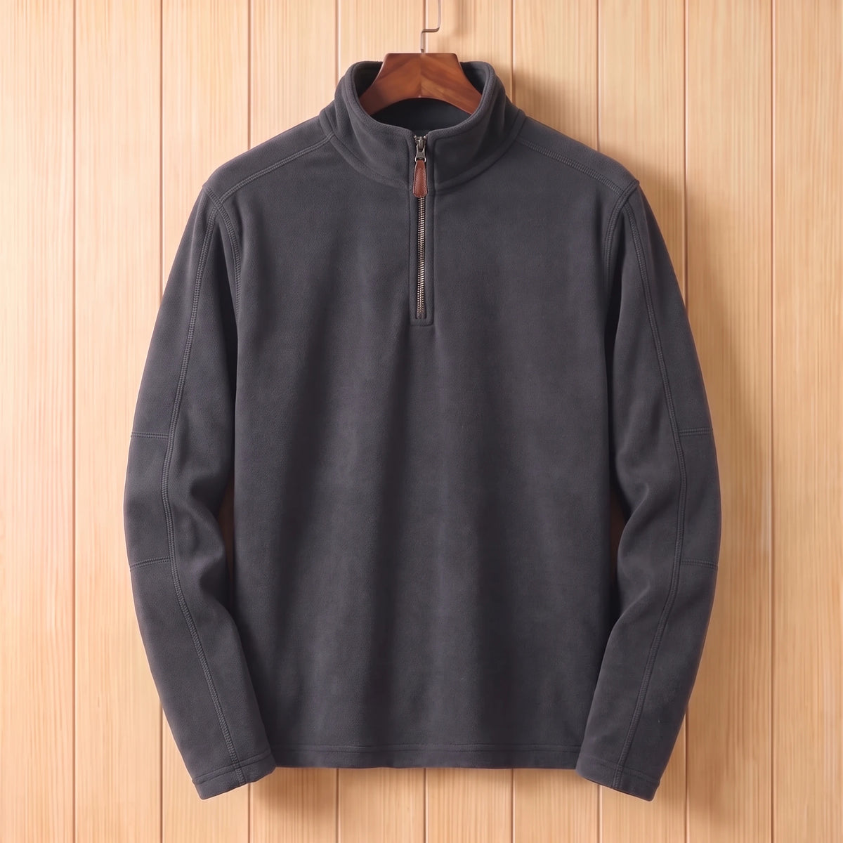 ZIP NECK FLEECE PULLOVER Grey