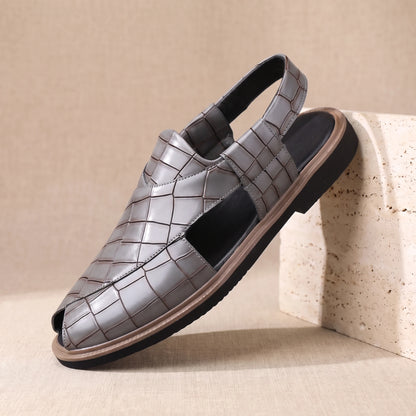 CROC EMBOSSED SANDALS Grey