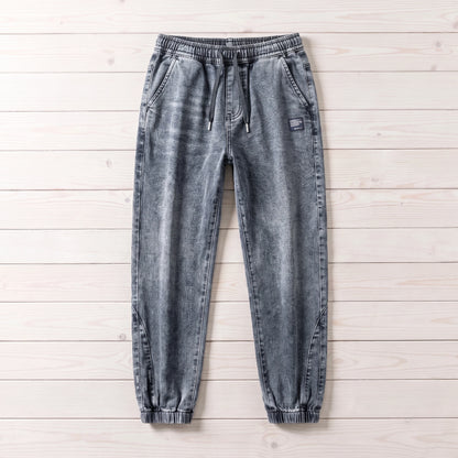 FADED DENIM JOGGERS Grey