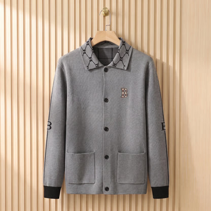 COLLARED KNIT CARDIGAN Grey
