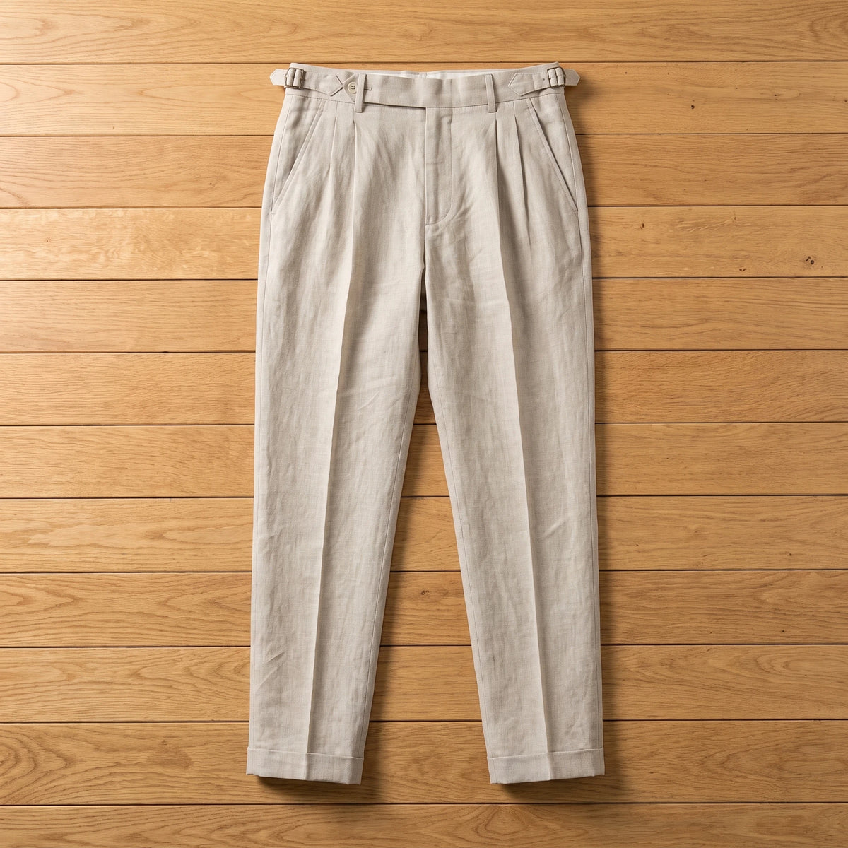PLEATED LINEN TROUSERS Khaki
