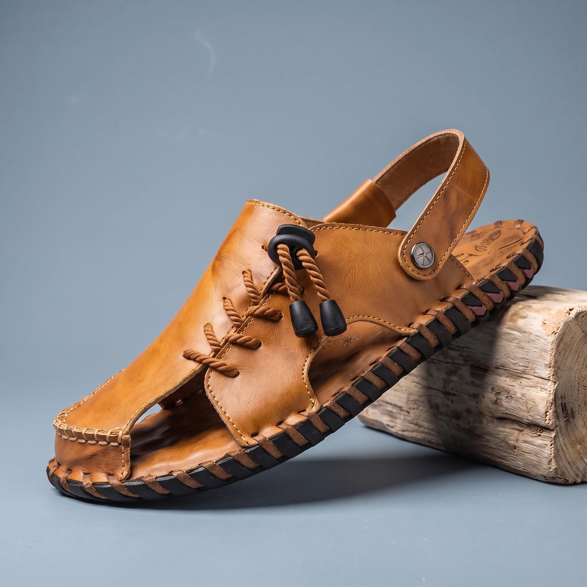 HAND SEWN LEATHER SANDALS Khaki