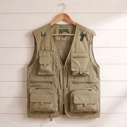 MULTI POCKET MESH VEST Khaki