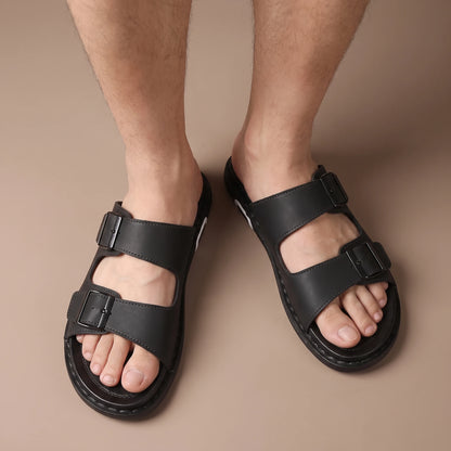 DOUBLE BUCKLE SLIDES worn