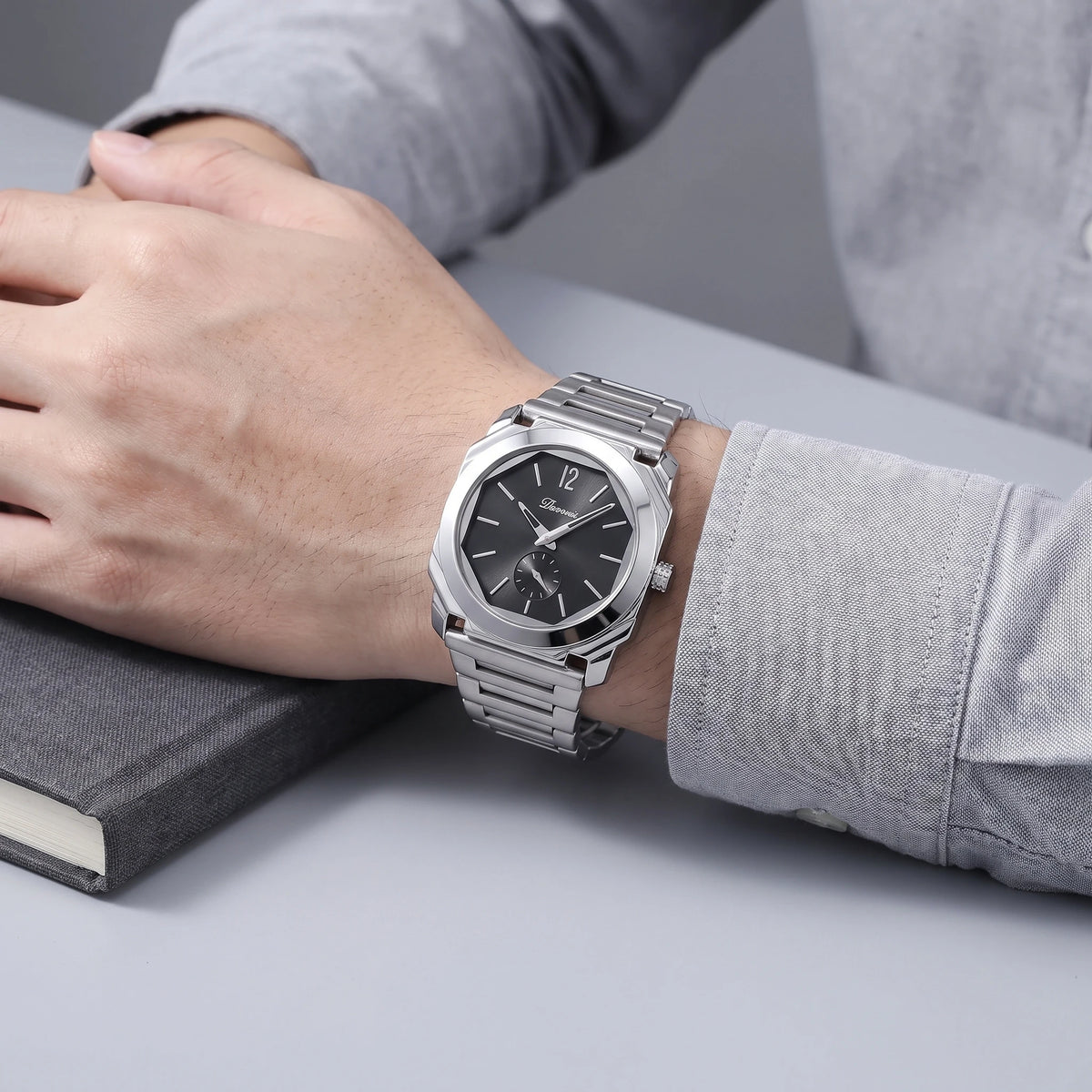 OCTAGON STEEL WATCH worn