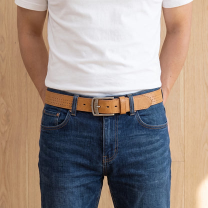 PUNCHED PIN BUCKLE BELT worn