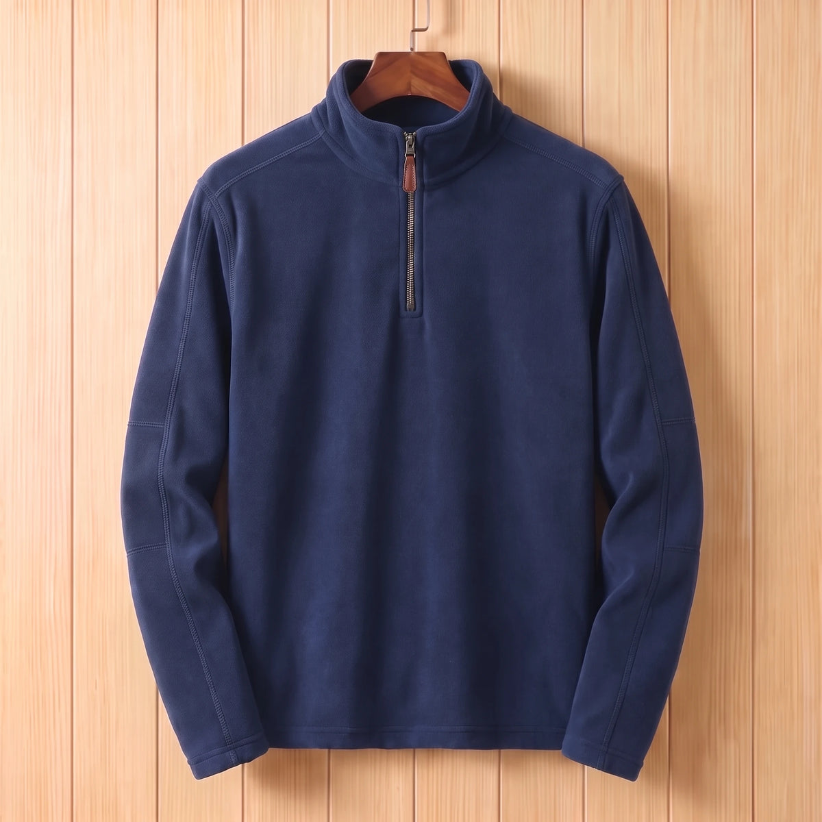 ZIP NECK FLEECE PULLOVER Navy Blue