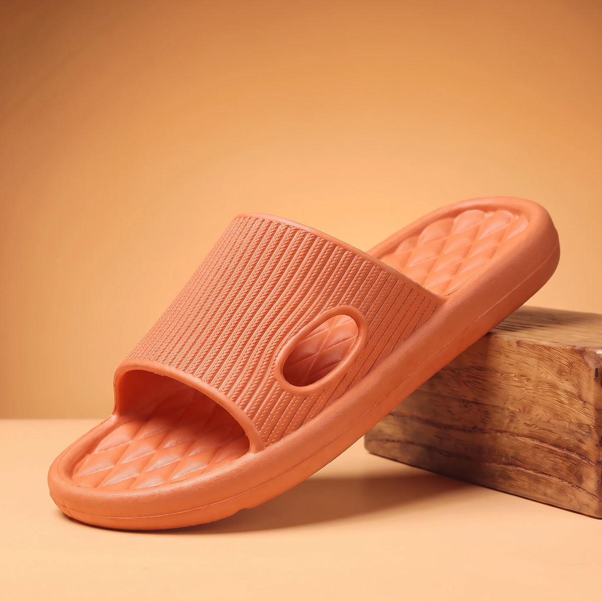 RIBBED COMFORT SLIDES Orange