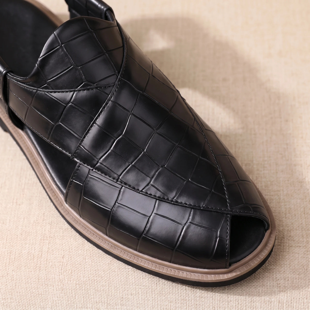 CROC EMBOSSED SANDALS strap close-up