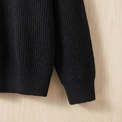 THICK KNIT CREW SWEATER close-up of the ribbed cuff