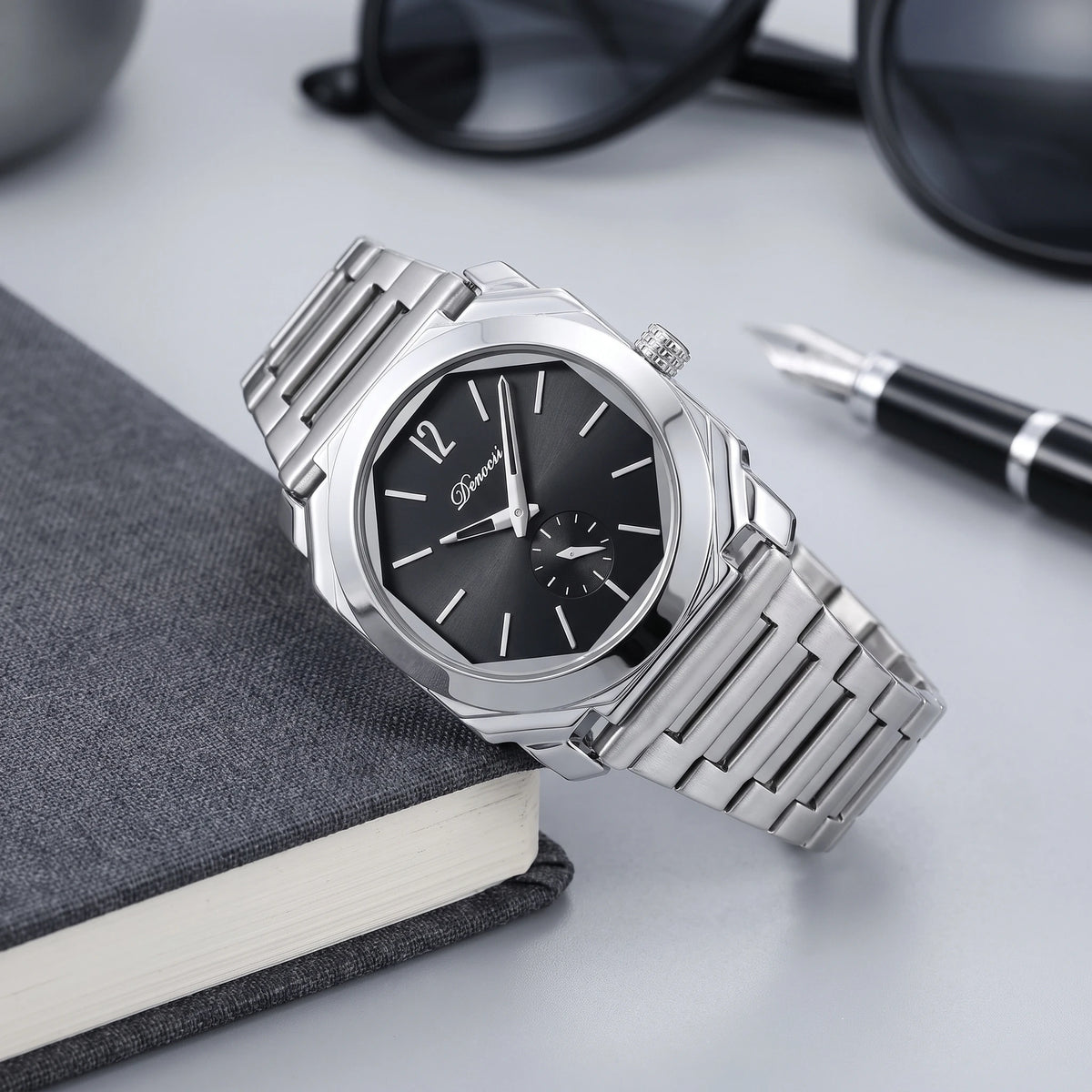 OCTAGON STEEL WATCH Silver Black