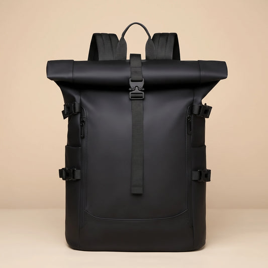 STRAP ROLL TOP BACKPACK Black