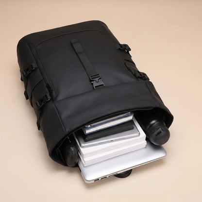 STRAP ROLL TOP BACKPACK open