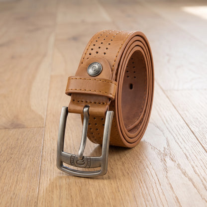 PUNCHED PIN BUCKLE BELT Tan