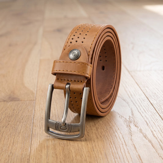 PUNCHED PIN BUCKLE BELT Tan